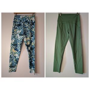Lot of 2 Aerie OFFLINE Leggings High Rise LIGIT Floral + Green Pockets